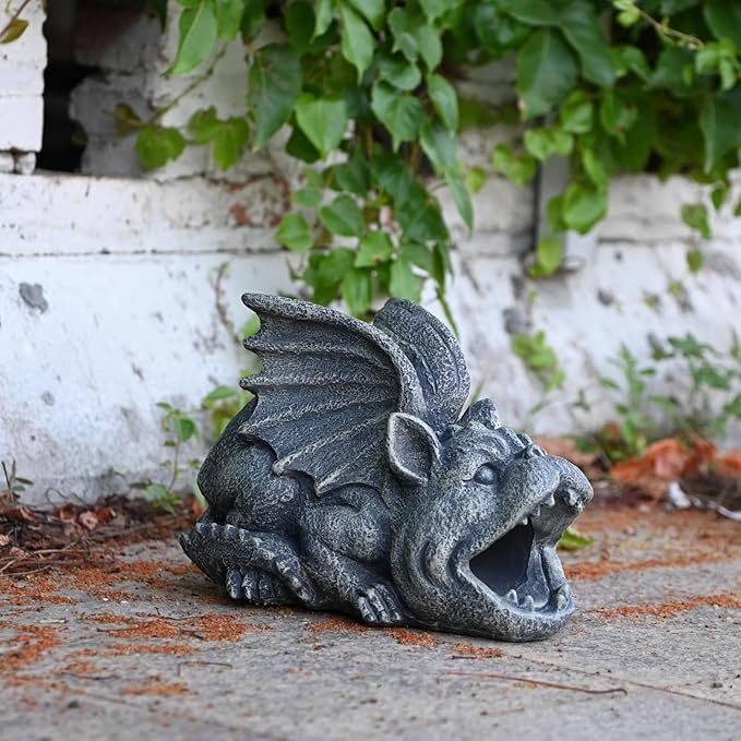 OwMell Gargoyle Gutter Guardian Downspout Statue, Garden Decorative Downspout Extension Statue Figurine, Gutter Guards for 3" x 4" Rain Downspout Splash Block, Downspout Extender Diverter-VerdiqueGarden