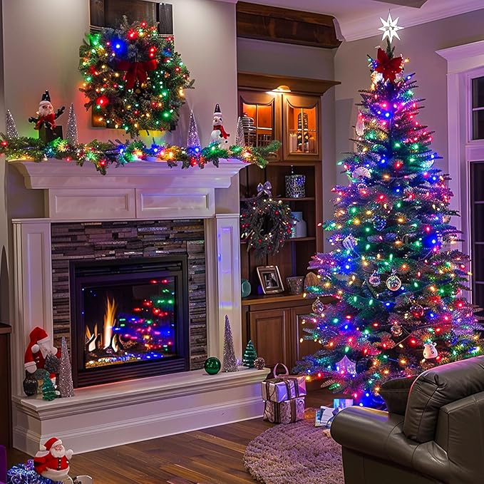 JMEXSUSS Multicolor Christmas Tree Lights Indoor Outdoor, 200 LED Clear Wire, 66ft Colorful Plug-in for Bedroom Room Party Xmas Decorations-VerdiqueGarden