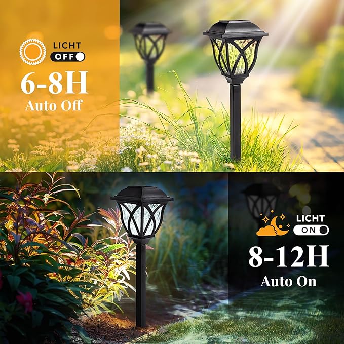 GIGALUMI Solar Lights Outdoor Waterproof, 6 Pack LED Solar Garden Lights, Solar Lights for Outside, Garden Decor for Yard, Patio, Landscape, Planter, Walkway (Cold White)-VerdiqueGarden
