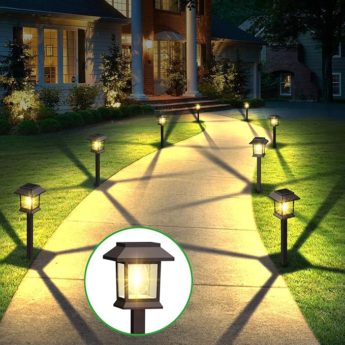 Solar Pathway Lights Outdoor, 12 Pack Upgraded LED Waterproof Solar Outdoor Lights, Outside Driveway Garden Landscape Walkway Path Yard Lawn Decor-VerdiqueGarden