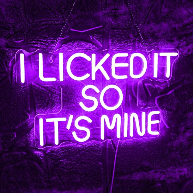 WLHOPE I Licked It So It's Mine Neon Sign Purple LED Neon Signs for Wall Decor, USB Connectivity Sexy Licked Neon Light for Bedroom Home Bar Club Hotel Party,Ice Cream Shop Dessert Store Neon Decor-VerdiqueGarden