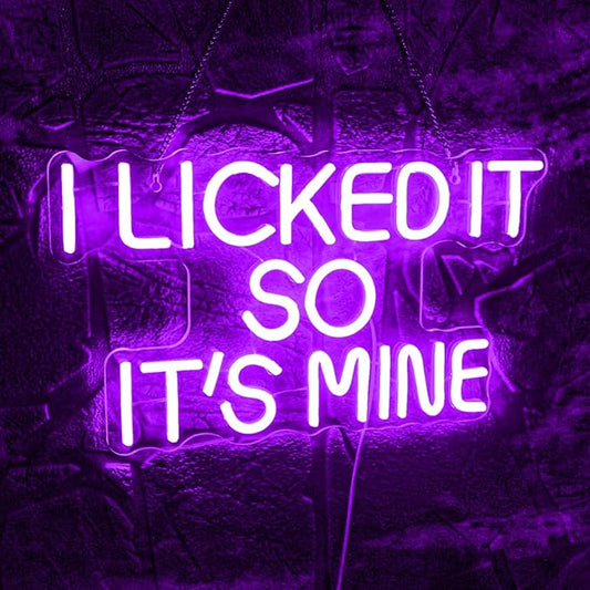 WLHOPE I Licked It So It's Mine Neon Sign Purple LED Neon Signs for Wall Decor, USB Connectivity Sexy Licked Neon Light for Bedroom Home Bar Club Hotel Party,Ice Cream Shop Dessert Store Neon Decor-VerdiqueGarden