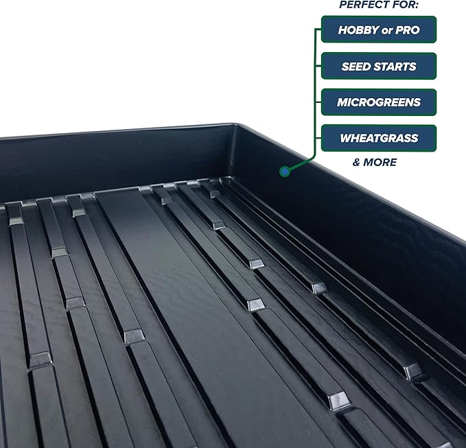 10 Plant Growing Trays (No Drain Holes) - 20" x 10" - Perfect Garden Seed Starter Grow Trays: for Seedlings, Indoor Gardening, Growing Microgreens, Wheatgrass & More - Soil or Hydroponic-VerdiqueGarden