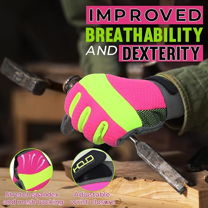 HANDLANDY Women Safety Work Gloves Utility Touch Screen Working Grip Glove for Yardwork Gardening Breathable Mechanic Gloves-VerdiqueGarden