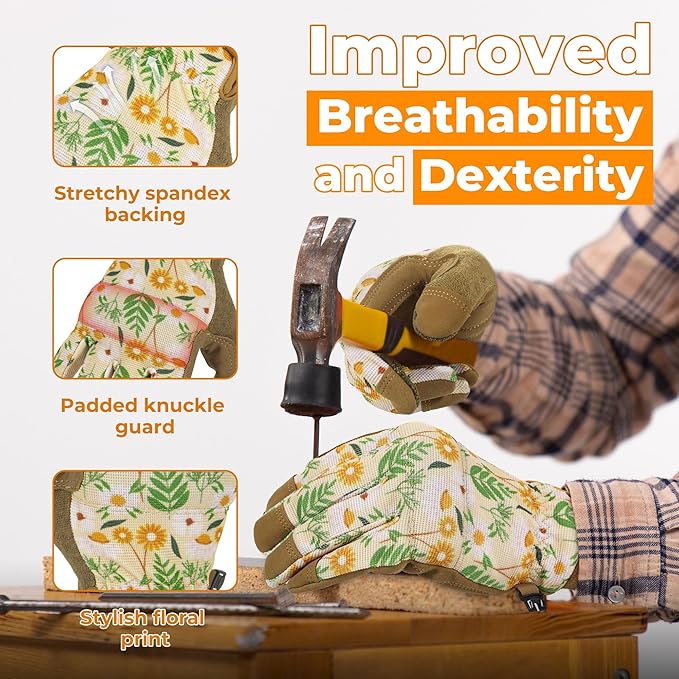 HANDLANDY Women Safety Work Gloves Utility Touch Screen Working Grip Glove for Yardwork Gardening Breathable Mechanic Gloves-VerdiqueGarden