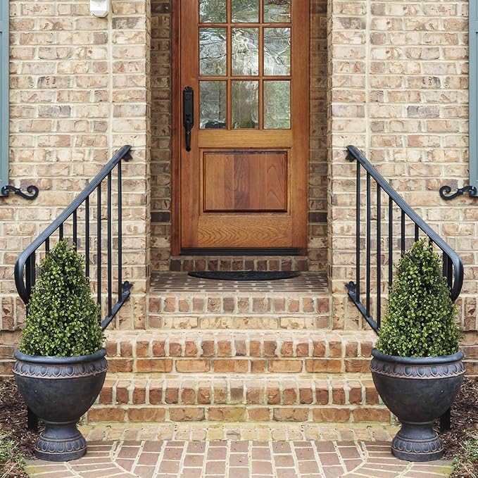 30" Artificial Boxwood Topiary Trees Outdoor Set of 2 - UV Resistant Faux Plants for Front Porch Outside Planter, Realistic Fake Cone-Shaped Bushes & Shrubs 2.5ft-VerdiqueGarden