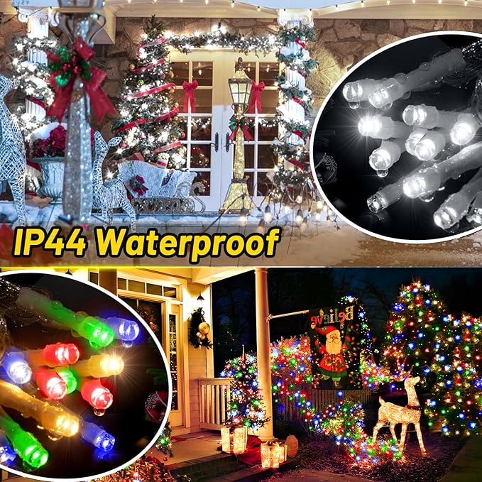 KNONEW 403ft 1000 LED Christmas String Lights Outdoor Color Changing 11 Modes Timer Fairy Light Plug in Waterproof Lights for Xmas Tree Yard Wedding Decorations (Cool White to Multicolor)-VerdiqueGarden