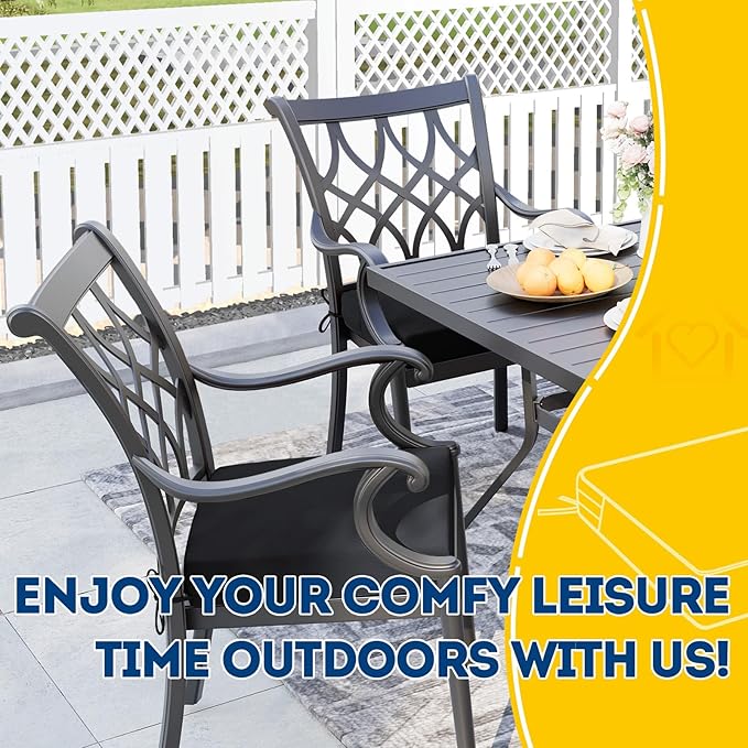 AAAAAcessories Outdoor Seat Cushions for Chairs, Waterproof, Fade-Resistant Patio Furniture Replacement Cushions, 21" x 21" x 4", Set of 2, Black-VerdiqueGarden