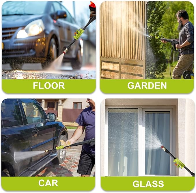 Pressure Washer, 5000PSI Max 3.6GPM with Foam Cannon 35FT Power Cord 4 Nozzles for Cars, Green-VerdiqueGarden