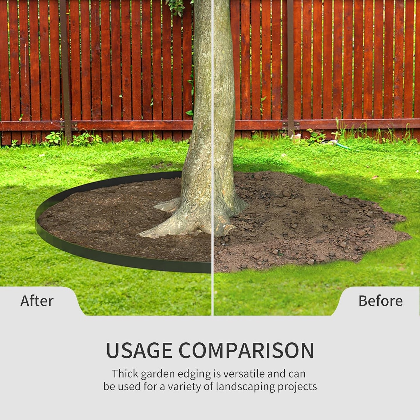 102FT Landscape Edging 4 in Tall with 110 Spikes, Garden Edging Border and 1 Hammer, Plastic Landscape Edging Border Lawn Edging for Landscaping, Flower Beds, Yard-VerdiqueGarden