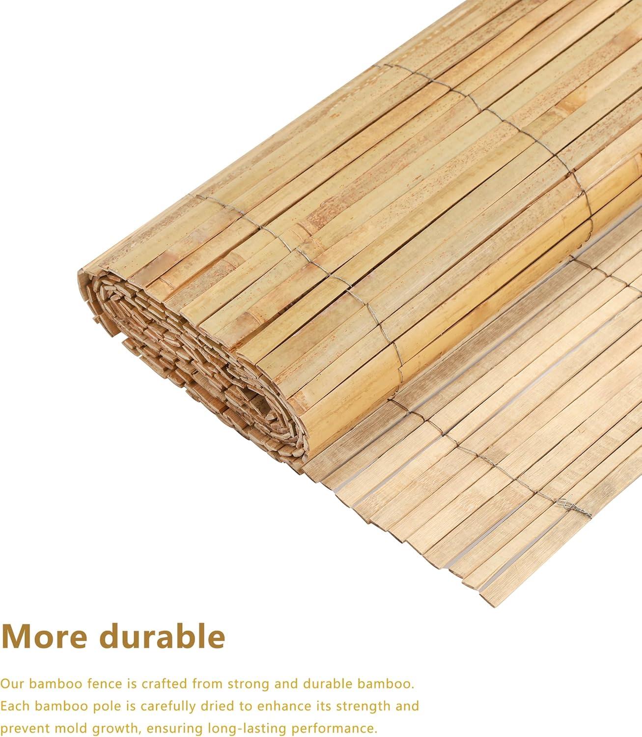 Bamboo Privacy Fence Roll 6ft x 13ft, Natural Bamboo Slat Screening Panels for Outdoor Garden, Yard, Patio, Balcony Privacy Screen-VerdiqueGarden