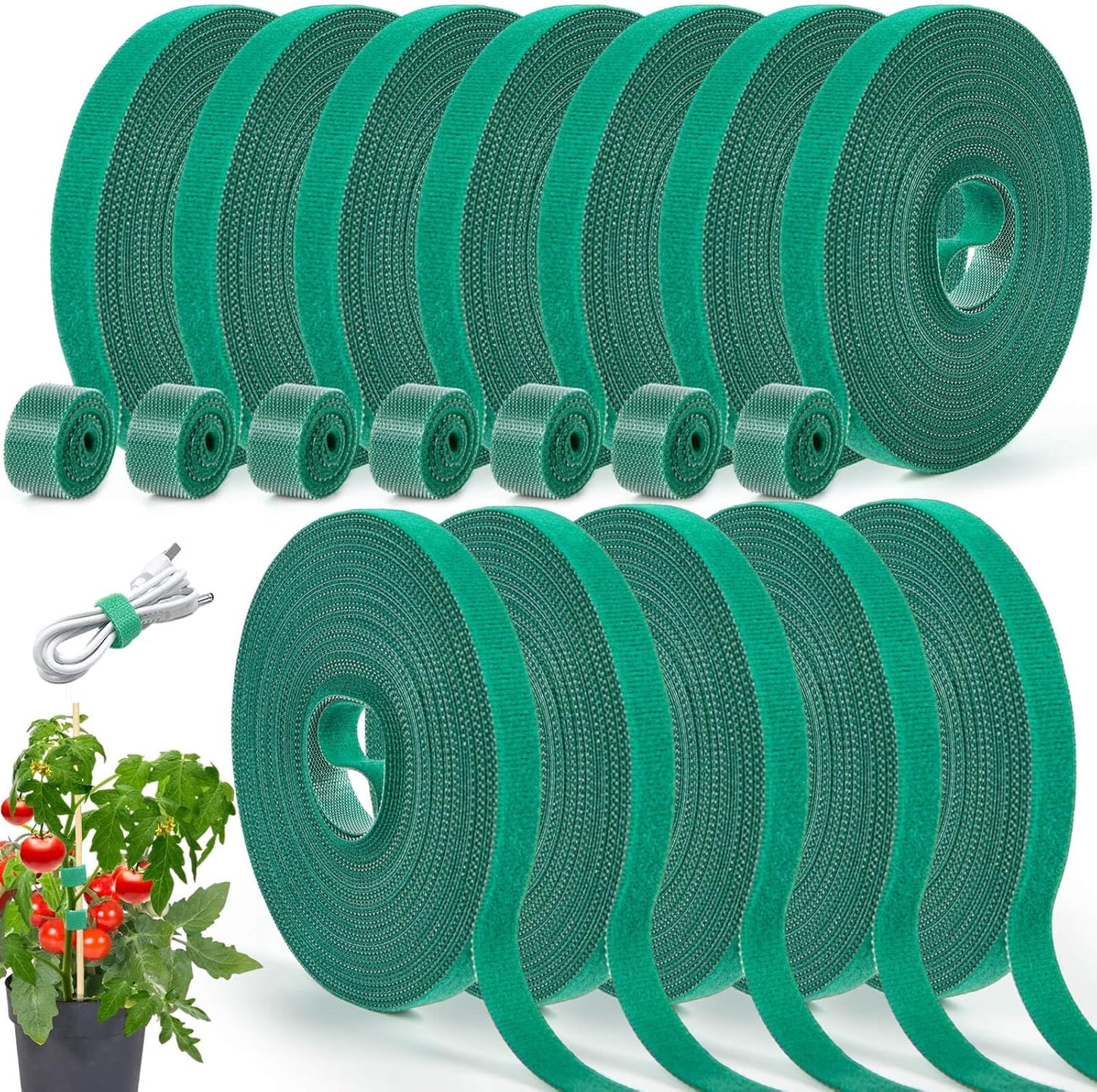 12 Rolls Plant Tape, Twist Ties for Plants 1/2" 394ft Garden Plant Ties, Green Tape, Soft and Tomato Plant Ties, Plant Twist Tie for Plant Gardening, Home, Office-VerdiqueGarden
