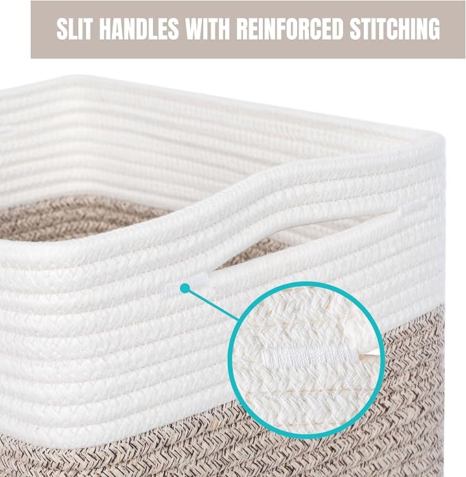 MINTWOOD Design Storage Basket for Shelves, Decorative Baskets for Organizing, Book Basket, Storage Cube Bin Box, Woven Closet Organizer, Pantry Closet and Shoe Basket, Light Brown-VerdiqueGarden