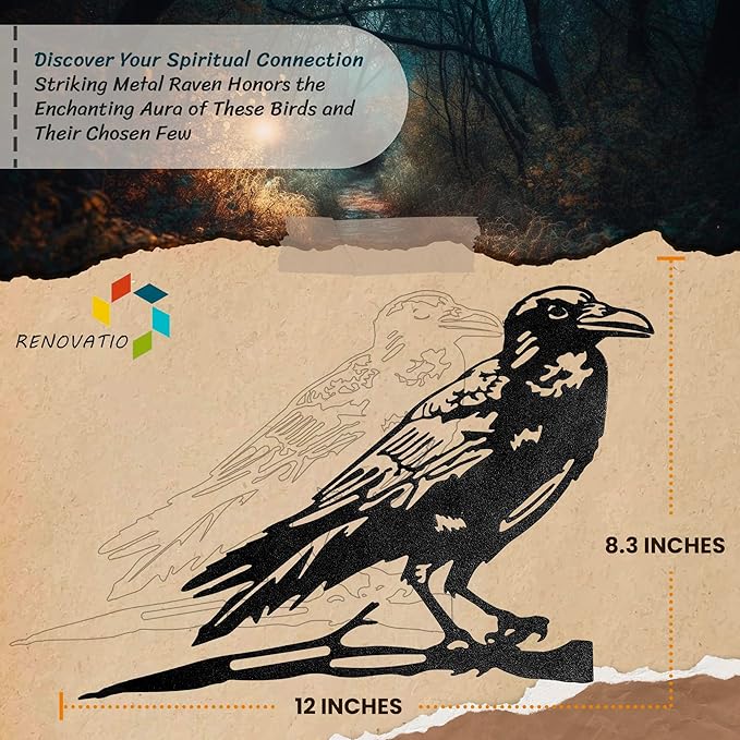 Renovatio Metal Bird Decor – Artistic Raven Silhouette, Metal Garden Ornament, Outdoor Tree Decorations – A Remarkable Yard & Lawn Decor – Raven (Black)-VerdiqueGarden