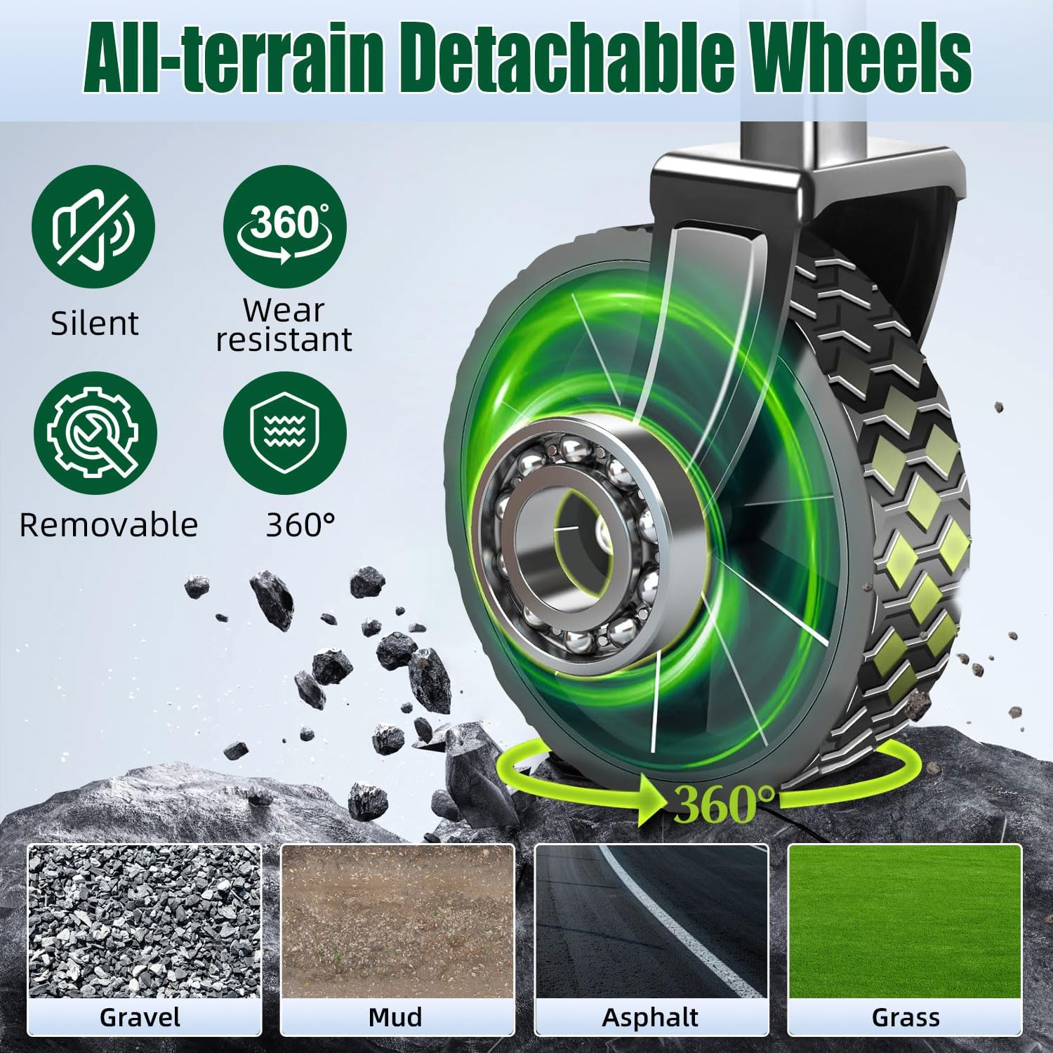 Collapsible Wagon Cart Foldable 360lbs Capacity, Lightweight Portable Beach Wagon, Shopping Carts with Wheels for Grocery, Camping, Shopping, Beach, Fishing, Garden Cart-VerdiqueGarden