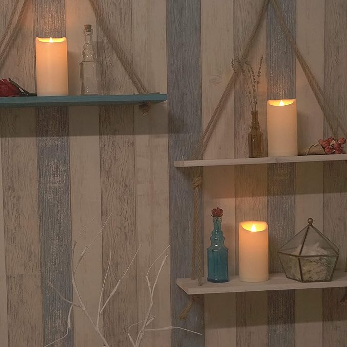 CANDLE CHOICE Waterproof Outdoor Battery Operated Flameless Pillar Candles with Timer White Plastic Realistic Flickering Electric LED Lights for Lantern Garden Wedding Christmas Decorations 9 Pack-VerdiqueGarden