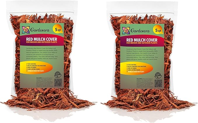 Red Mulch - Improve Soil Fertility and Insulate Plant Roots - 10 QUARTS-VerdiqueGarden