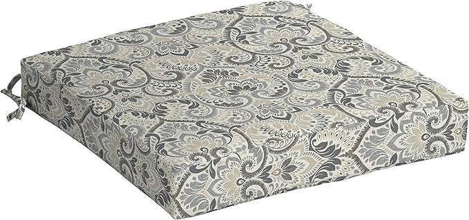 Arden Seat Cushion, 21 x 21, Rain-Proof, Fade Resistant, Cushion for Patio Dining, Adirondack, and Outdoor Chairs Neutral Aurora Damask-VerdiqueGarden