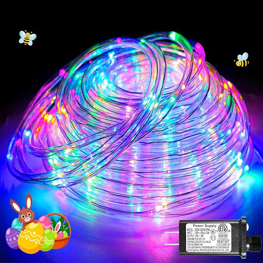 Easter Lights, 100FT 300 LED Rope Lights Outdoor, Plug in String Lights with Waterproof 8 Modes, Connectable Twinkle Light for Indoor House Patio Garden Party Decorations, Pastel Multicolor-VerdiqueGarden