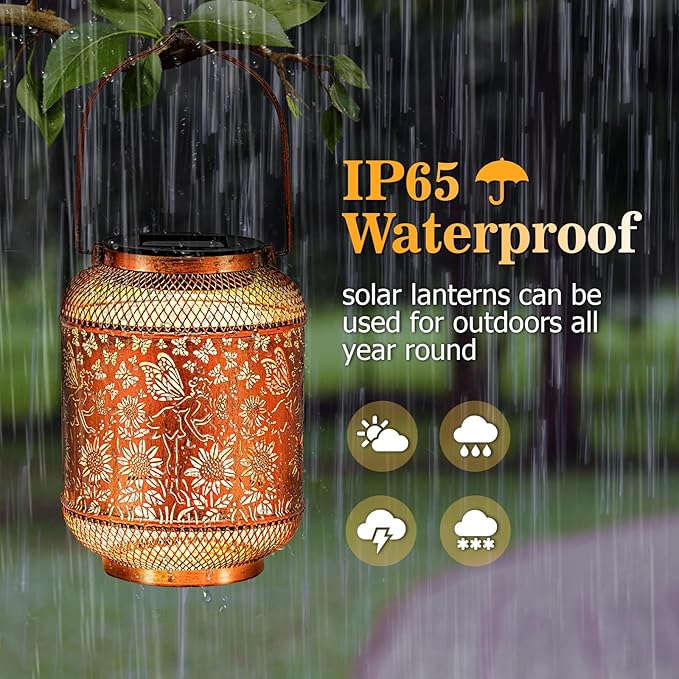 Hummingbird Solar Lantern Outdoor Waterproof Garden Decor, Christmas Gifts for Women, Mom, Metal Hanging Sunflower Solar Lights Outdoor Decoration for Yard, Patio, Tabletop, Pathway-VerdiqueGarden