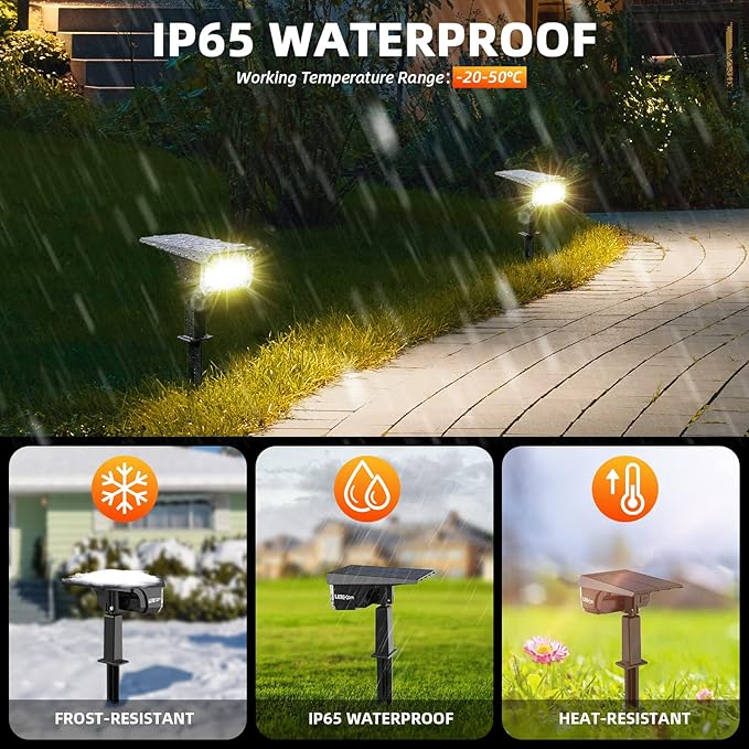 Solar Spot Lights Outdoor Landscape Lights, 40 LEDs Solar Landscape Spotlights Outdoor Waterproof Auto On/Off Solar Garden Lights, Outdoor Solar Lights for Yard Palm Tree Driveway Patio Pool-VerdiqueGarden
