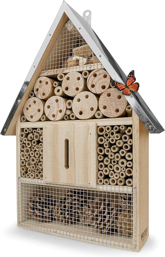Premium Weatherproof Insect Hotel - Durable Bug House, Bee Home Box for Garden - Ideal Habitat for Bees, Ladybirds, Butterflies - Enhance Biodiversity & Eco-Balance-VerdiqueGarden