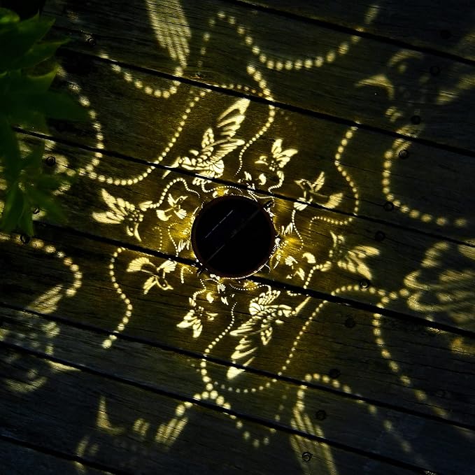 2 Pack Solar Lanterns Outdoor Hanging Hummingbird Decor Lantern,Waterproof Hollow Out Metal Decorative Garden Light,Graceful Decoration for Patio,Yard,Landscape,Festival-VerdiqueGarden