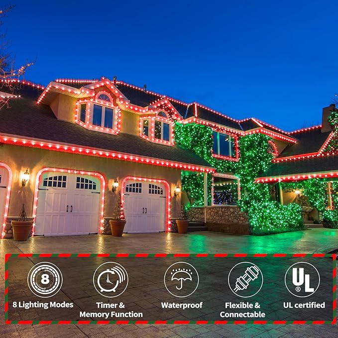 150ft LED Rope Lights Outdoor, 1080 LED Connectable and Flexible Tube Lights with 8 Modes, Waterproof LED Rope Lighting for Garden, Patio, Pool, Bedroom, Party, Indoor Outdoor Christmas Decor (Red)-VerdiqueGarden