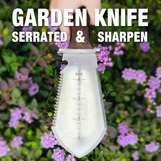 Hori Hori Garden Knife Heavy-Duty Small Gardening Trowel, for Quick Digging, Cutting, Weeding-VerdiqueGarden