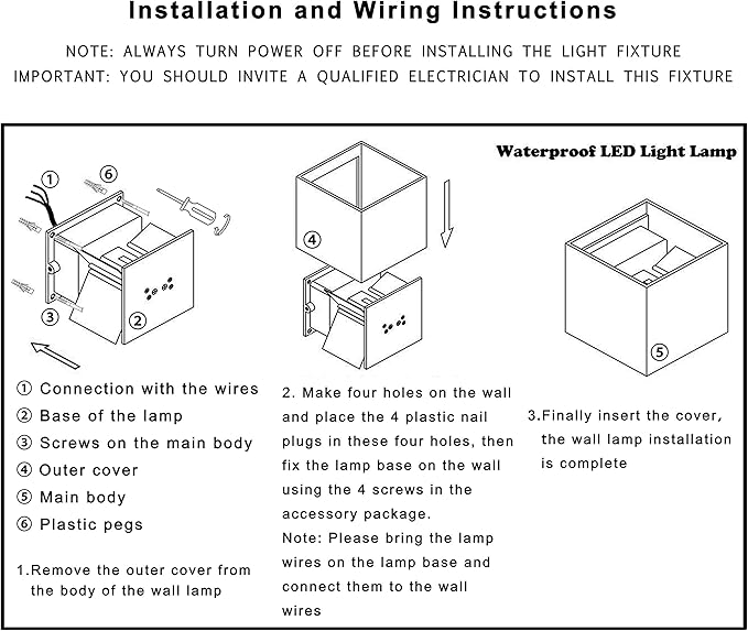 LANFU LED Aluminum Cube Square Wall Sconce Waterproof Outdoor Light Exterior Wall Lights fixtuers 20W 100-277V 2800K-3000K Not dimmable Warm Light 2LEDS Black-20W Outdoor Larger Version-VerdiqueGarden