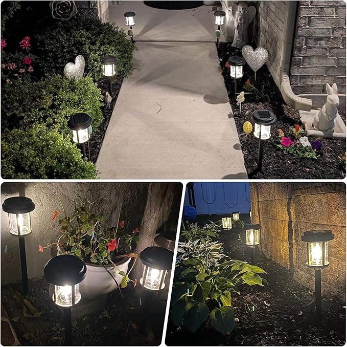 XMCOSY+ Solar Lights Outdoor Waterproof, 20 LM Solar Powered Garden Lights with 2-Tone Black & Grey Metal Design, Solar Pathway Lights for Yard Patio Landscape Walkway Driveway (Black & Grey)-VerdiqueGarden