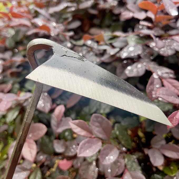 12 Inch Japanese Gardening Hand Weeding Sickle, Weeding Hoe with Long Wooden Handle-VerdiqueGarden