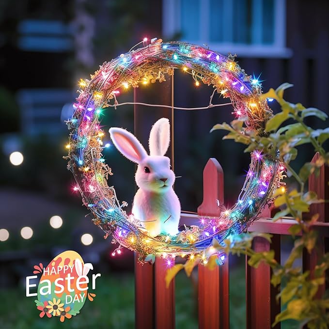 JMEXSUSS 33ft 100 LED Easter Lights for Indoor Outdoor Use, 8 Modes Connectable Easter String Lights Plug-in, Clear Wire Colorful Christmas String Lights Outdoor Waterproof-VerdiqueGarden
