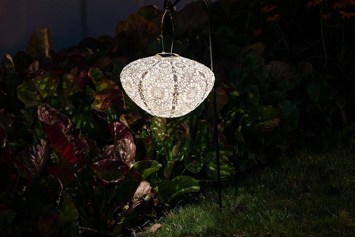 Allsop Soji Stella - Crown Chantilly Lace - 13" Outdoor Solar Latern - White-VerdiqueGarden