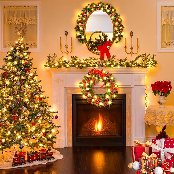 KNONEW 600ft 1500 LED Christmas String Lights Outdoor Green Wire 8 Modes & Timer Fairy Light Plug in Waterproof Patio Lights for Xmas Yard Tree Wedding Party Holiday Decorations (Warm White)-VerdiqueGarden