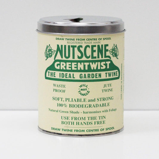 NUTSCENE Iconic Tin (Tin ‘O’ Twine) with Their Heritage Scottish Jute Twine and Hole in Top for Easy Dispensing. 14 Colors to Choose from. 164 Yards. (Green)-VerdiqueGarden