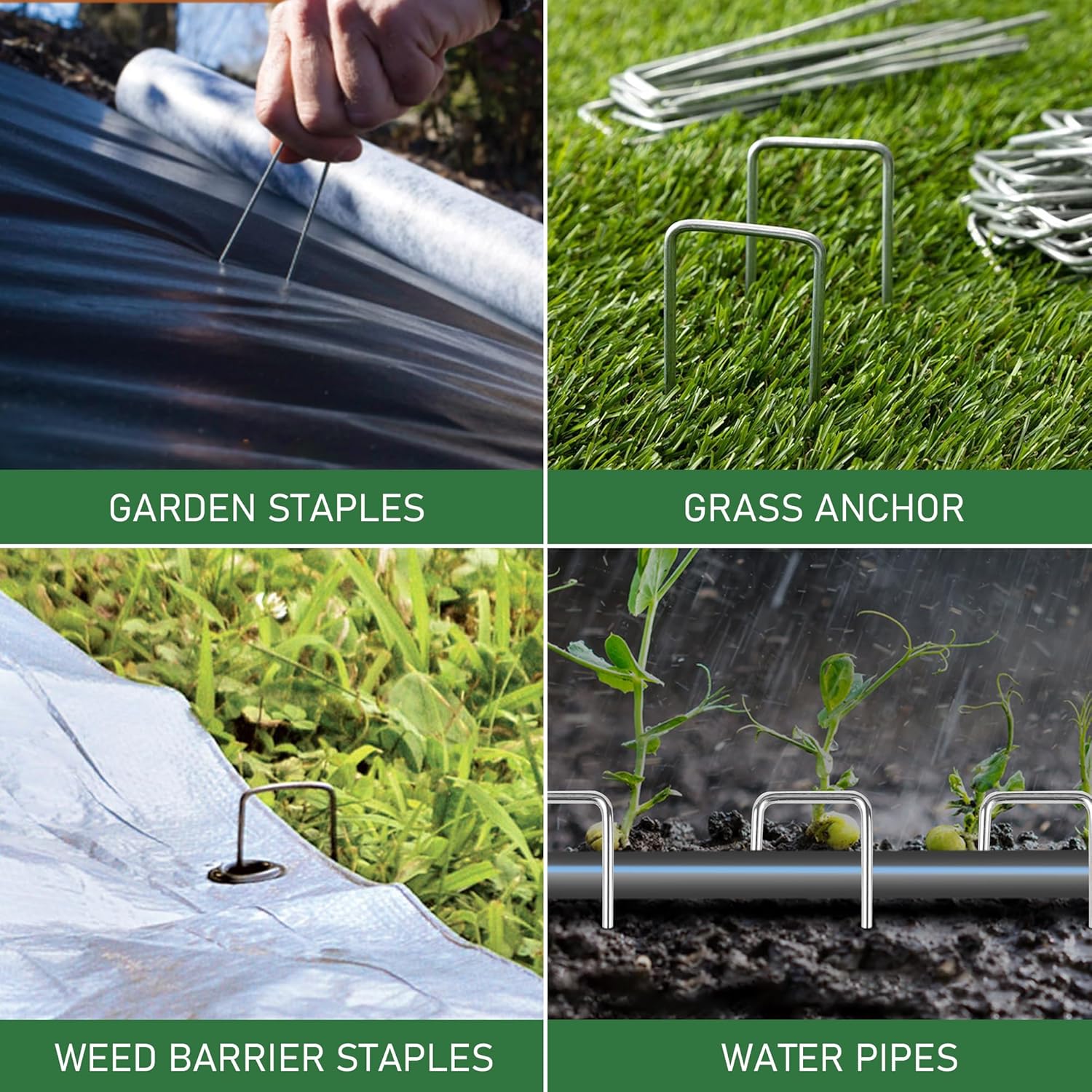 25 Pack Landscape Staples 6 Inches 11 Gauge Stakes, Galvanized Garden Stakes U-Shaped Pins and Landscaping Staples for Sod Anchoring Landscape Fabric Irrigation Tubing-VerdiqueGarden