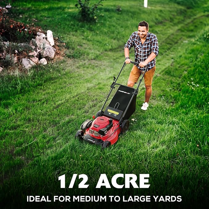PowerSmart Self Propelled Gas Lawn Mower, 21-Inch with 170cc 4-Cycle OHV Engine 2-in-1 Rear-Wheel Drive Lawnmower with Bagging-VerdiqueGarden