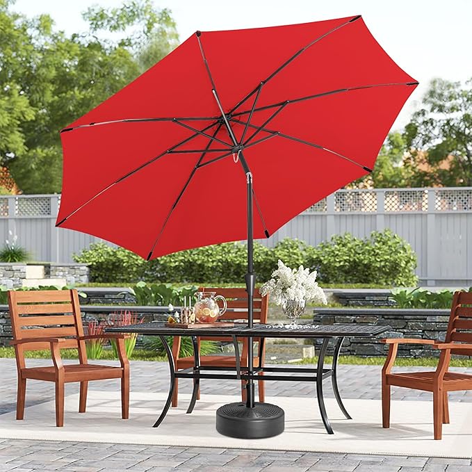 10ft Outdoor Patio Umbrella - Table Umbrella Waterprool UV Protection, Sombrillas de Patio with Push Button Tilt&Crank, Sun Umbrella for Pool, Porch, Garden, Deck, Backyard(Red)-VerdiqueGarden