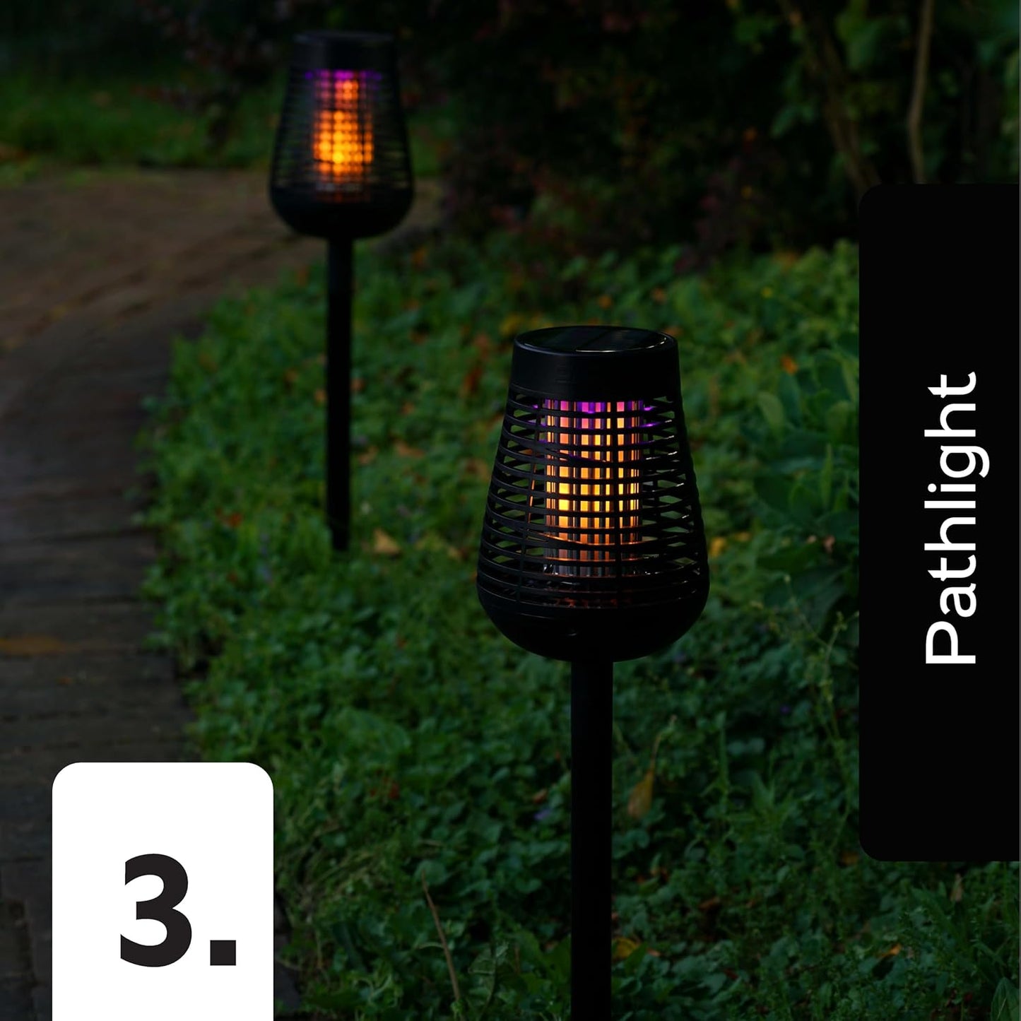 PIC Bug Zapper, 600V Solar Powered Insect Trap & Fly Zapper for Outdoor Use, LED Flickering Flame, Activates Automatically in Dark, Weatherproof Outdoor Fly Trap, Kills Bugs on Contact, Twin Pack-VerdiqueGarden