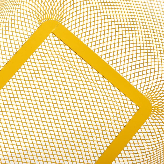 Metal Mesh Steel Basket, Storage Organizer Basket Multi-functional Hanging Kitchen Baskets Fruit Baskets with Wooden Handle for Kitchen Bathroom Picnic Shopping Decor Cabinet Home, Yellow-VerdiqueGarden