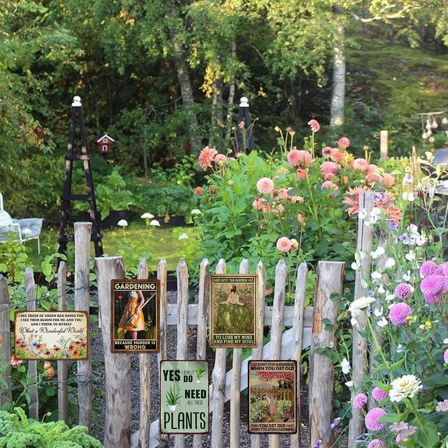 5 Pack Garden Signs Vintage Metal Tin Signs For Outside Garden Signs Decorative Outdoor Plant Lover Gifts Gardening Gift For Women Yard Sign Funny Gardening Decor 12x8 Inch-VerdiqueGarden