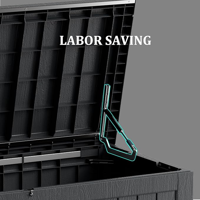 270 Gallon Lockable Resin Deck Box, Waterproof & UV-Resistant Outdoor Storage Box for Outdoor Cushion Storage, Garden Tools & Pool Accessories Storage, Black-VerdiqueGarden