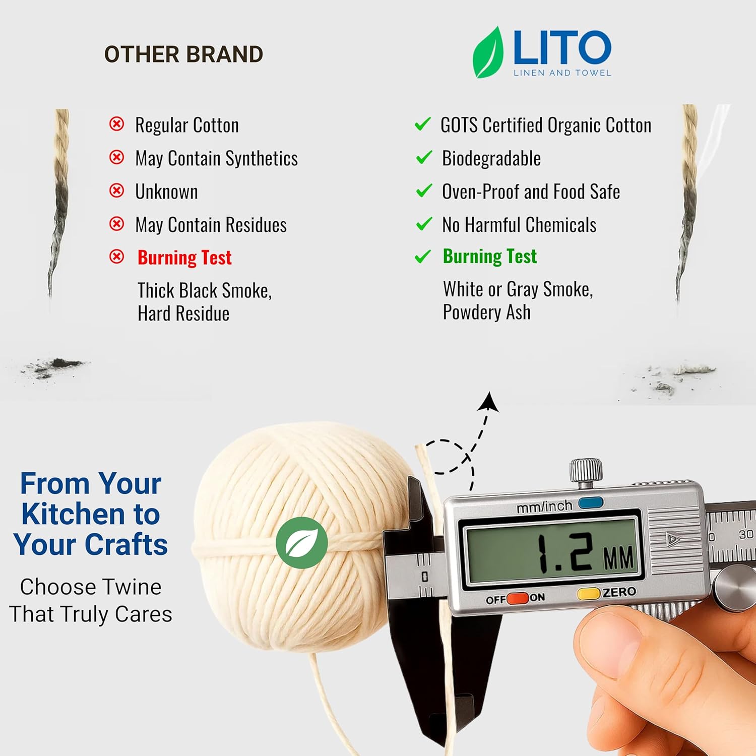 Organic Butcher’s Twine for Cooking & Trussing – 1.2mm Heavy-Duty Natural Cotton Kitchen Twine 200 Feet – Food-Safe, Oven-Safe String for Meat, Turkey, Baking, & Crafts-VerdiqueGarden