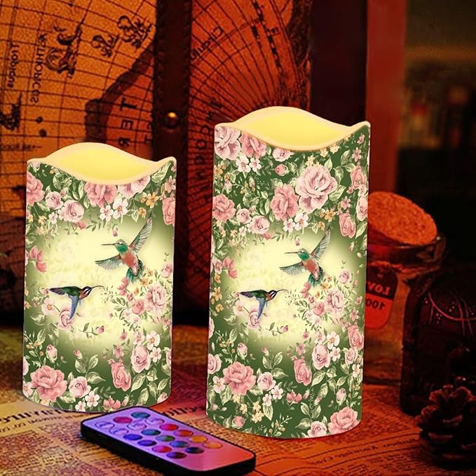Ystardream Fortune Hummingbird Flameless Candles Battery Powered with Multicolor Timer Remote Control Everlasting Fake Candles for Party Garden Indoor Outdoor Coastal Decors-VerdiqueGarden