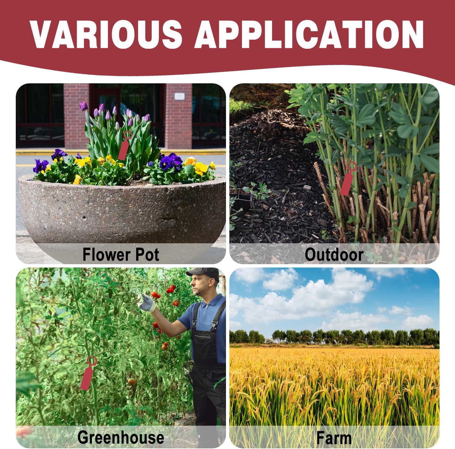 Plant Labels Yuanling 100Pcs Plastic Waterproof Plant Tree Tags Nursery Garden Markers for Indoor Outdoor Gardening Plants Vegetables Flowers Potted (Red Color with 1 Marker Pen)-VerdiqueGarden