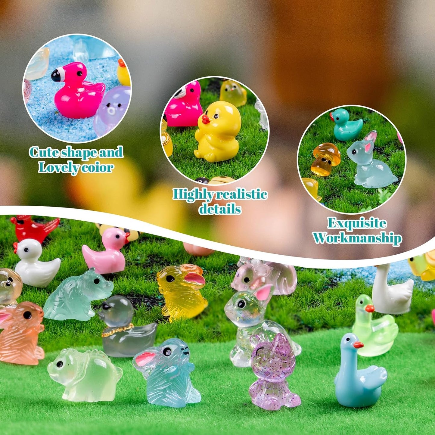 240 Pcs Mini Resin Animals Variety Tiny Animals Figures Miniature Little Small Animal Figurines Bulk for Micro Fairy Garden Landscape Accessories Hide Crafts Decor Aquarium-VerdiqueGarden