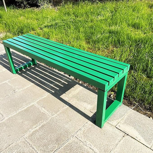 Weatherproof Metal Dining Bench, Outdoor Bench Backless Patio Bench 2-Person Farmhouse Bench Garden Bench for Kitchen, Living Room, Entryway(Green,40in)-VerdiqueGarden