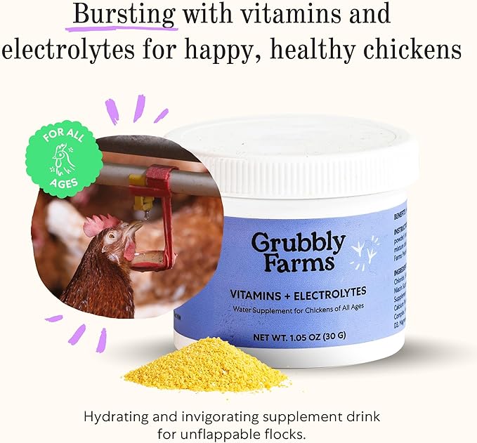 Grubbly Farms Vitamins + Electrolytes Water Supplement for Chickens (30 Day)-VerdiqueGarden