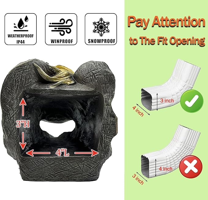 Teaeeno Elephant Decor Statue Gutter Downspout Extension Decorative,Animal Statue Outdoor Decor,3"×4" Rain Gutter Downspout Splash Block,Garden Splash Block Outdoor Sculpture,Rain Downspout Diverter-VerdiqueGarden